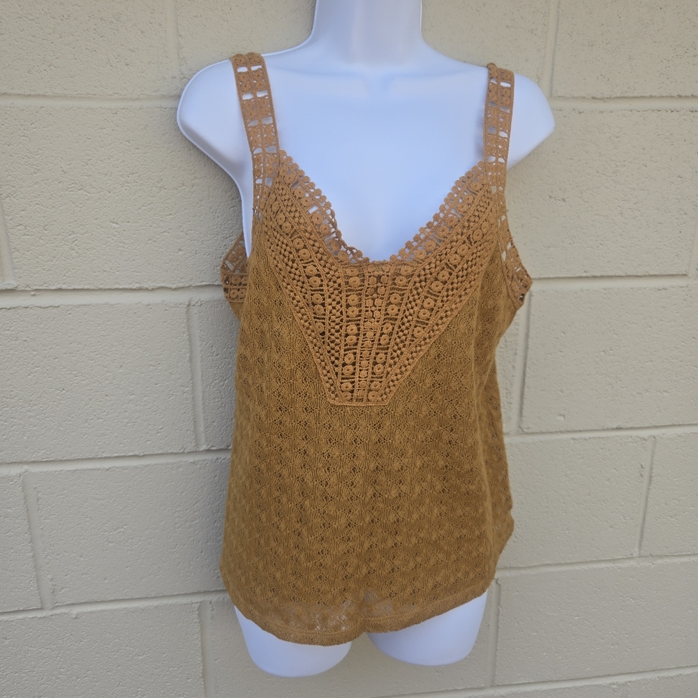 Maurices- Women's- 2 Layer- Crochet Tanktop- Gold- Size Medium